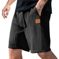 thumbnail image 2 of Kilaqueen Mens Shorts Solid Color Drawstring Elastic Waist Geometric Texture Shorts with Pockets Casual Soft Comfy Lightweight Relaxed Fit Shorts, 2 of 7