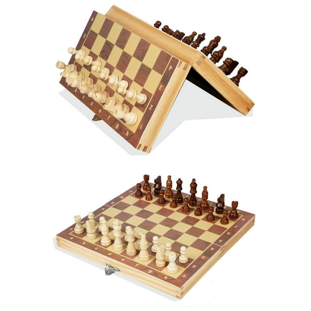 Ajedrez magnético, juego de madera sólida, tablero de ajedrez plegable para niños, tablero de ajedrez para principiantes, traje de ajedrez yeacher Ajedrez Magnetismo