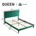 thumbnail image 3 of Queen Size Minimalist Platform Bed, Modern Bed Frame with Upholstered Headboard, Slat Support, Eva mute bar, Heavy Duty Mattress Foundation Bed For Bed Room,  Green, 3 of 7