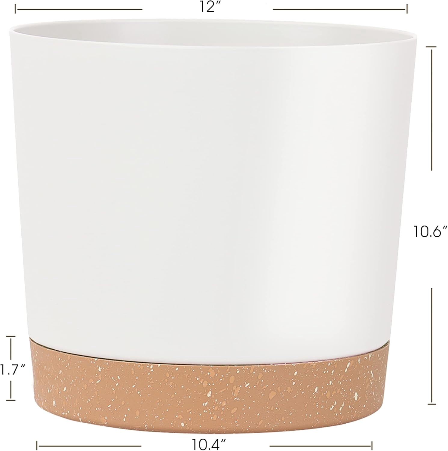 Plant Pots for Indoor Plants, 2 Pack 12 Inch Pots for Plants, Lightweight Large White Planters for Indoor Plants Outdoor Plants, Big Plastic Plant Pot Flower Pot with Drainage (12” White)