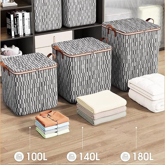 Large Capacity Laundry Hamper with Lid and Handles Portable Foldable Storage Basket for Clothes Toys Towels Home Organization