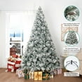 Naomi Home 9ft Snow Flocked Christmas Tree with Lights, Realistic