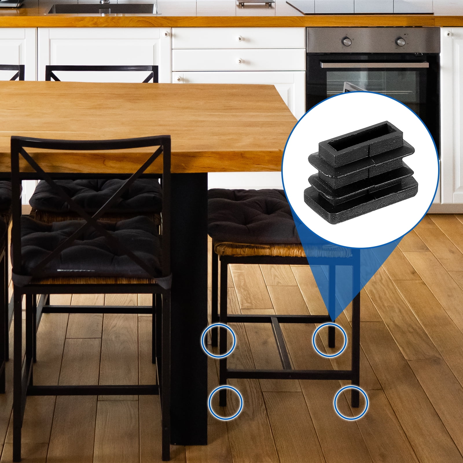 Unique Bargains Rectangle Tubing End Caps Plastic Hole Plugs Metal Chair 32 pcs
