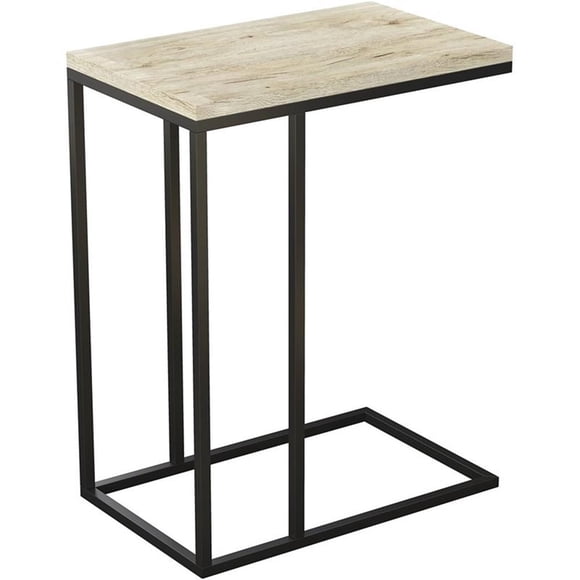Pemberly Row 19"L C-Shape Accent Table with Black Metal Legs in Reclaimed Wood