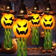thumbnail image 1 of Cuorung Decoraciones de Halloween Decoración al aire libre Colgante Iluminado Sombrero de bruja de calabaza brillante con 3 modos iluminados Decoraciones de Halloween de color naranja aterrador para i, 1 of 5