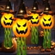 thumbnail image 1 of Cuorung Decoraciones de Halloween Decoración al aire libre Colgante Iluminado Sombrero de bruja de calabaza brillante con 3 modos iluminados Decoraciones de Halloween de color naranja aterrador para i, 1 of 5