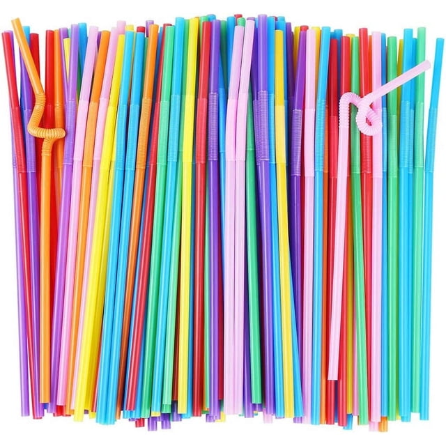 Tutuviw - 200 pajitas de plástico flexibles extra largas para fiestas y bares