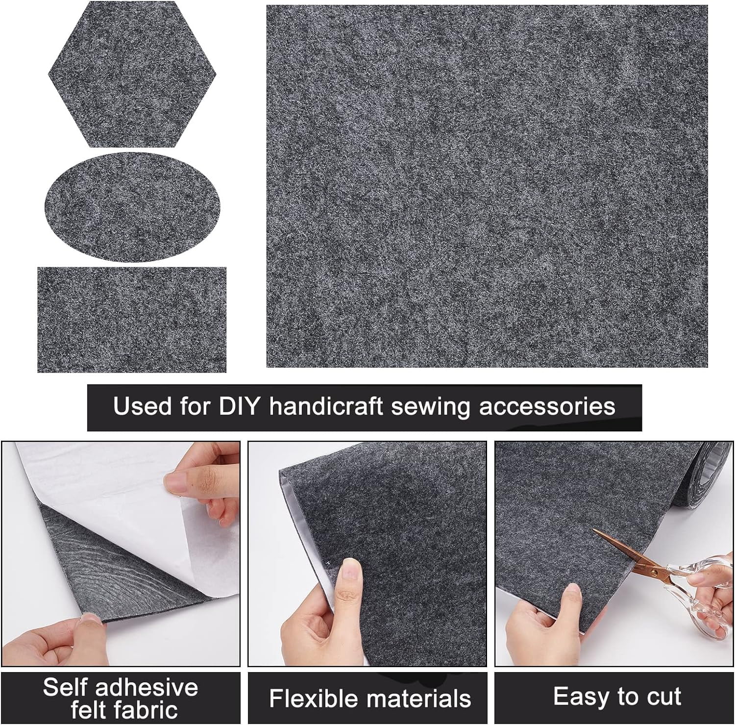 11.8x78.7inch Gray Self Adhesive Felt Fabric Drawer Liner for DIY Crafts Sewing Accessories and Jewelry Drawer Box Fabric Peel Stick 3mm Thick Gray