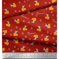 thumbnail image 2 of Soimoi Red Silk Fabric Cheese Slice & Rats Kids Printed Fabric 1 Yard 42 Inch Wide, 2 of 3