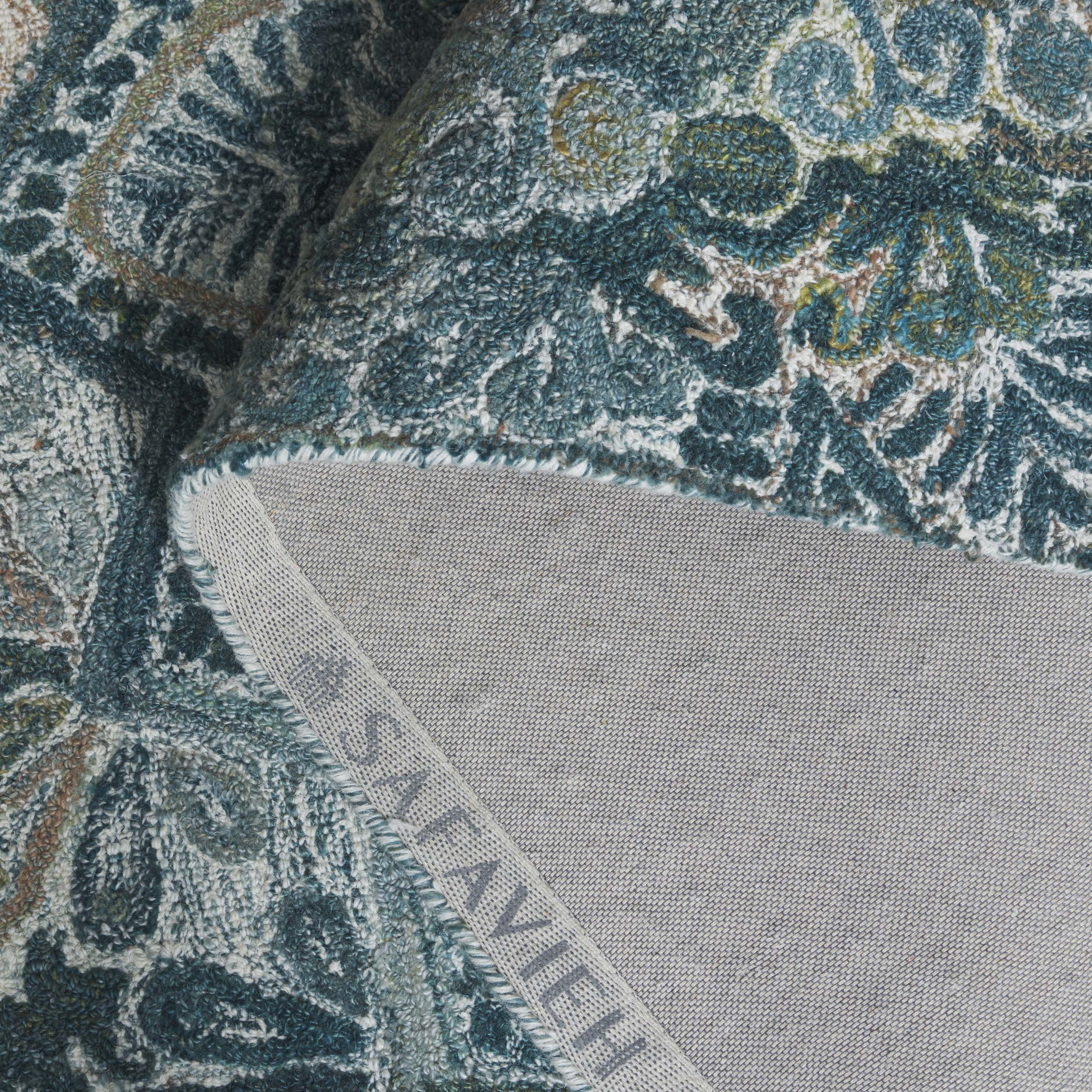 SAFAVIEH Marquee Georgiana Floral Area Rug, Aqua/Green, 6' x 6' Square