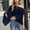 Navy, variant on Womens One Shoulder Chiffon Shirts Asymmetrical Hem Batwing Sleeve Tops Casual Loose Flowy Sheer Blouse