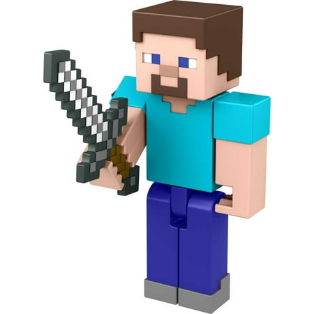 Minecraft Steve Action Figure, 3.25-in, with 1 Build-a-Portal Piece & 1 Accessory
