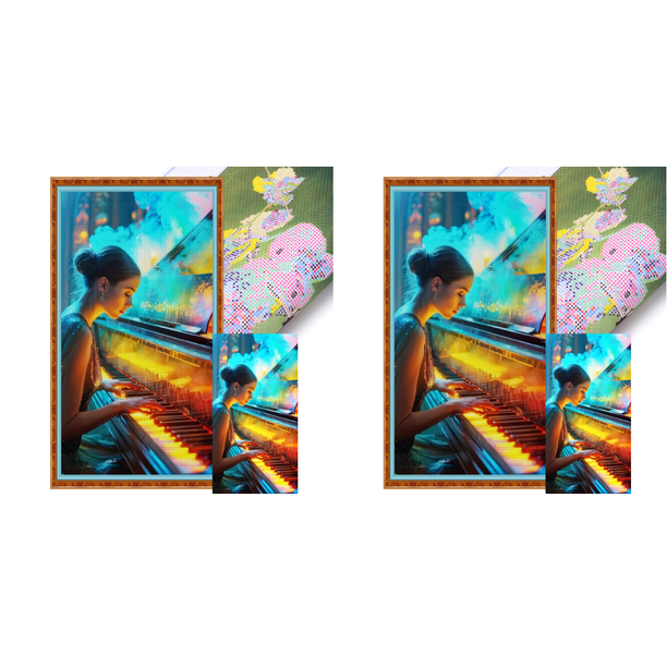 Hilo Algodón Ecológico Bordado Punto Cruz Piano para Niña Impreso 14CT 40x70cm