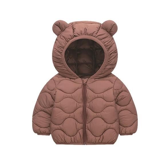 MIASHUI Manteaux d'Hiver Filles Garçons Manteau en Duvet à Capuche avec Oreilles d'Ours Épais Chaud, Café, 3-4 Ans