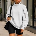 thumbnail image 2 of Evdexr Womens Sweatshirts Side Zip Pocket Long Sleeve Hoodies Oversized Mock Neck Trendy Pullover Comfortable Travel Tops White M, 2 of 8