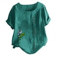 thumbnail image 3 of Women's Loose Casual Short Sleeve Floral Chiffon Tops T-Shirt Blouse, 3 of 5