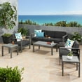 thumbnail image 2 of Shirley Outdoor 5 Seater Aluminum Sofa Chat Set with 2 Side Tables, Gray and Dark Gray, 2 of 8