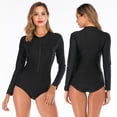 thumbnail image 2 of 1-Piece Swimsuits for Women Surfing Diving Rashguard Swimsuits Swimwear Bathing Suit Long Sleeve Bra Padded Zip Front -XL, 2 of 2