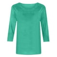 thumbnail image 5 of Taqqpue Womens 3/4 Sleeve Tops Casual Crew Neck T Shirts Solid Color Loose Fit Tunic Blouses Summer Dressy Trendy Business Work Tee Tops, 5 of 5