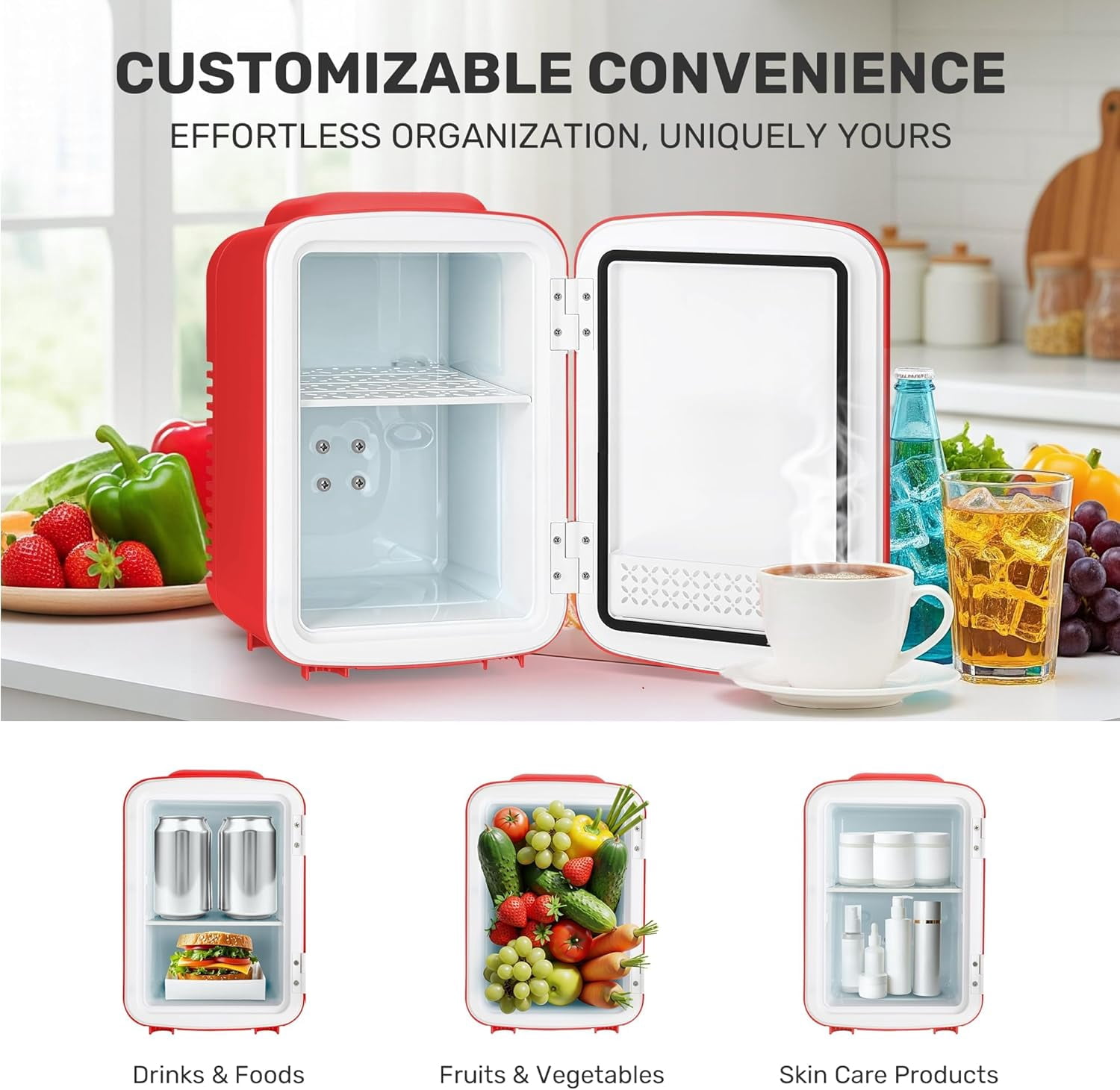 4L  Fridge Cooler and Warmer for Car, Office, Bedroom - Portable Beverage Refrigerator with  Power
