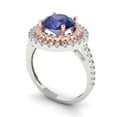 thumbnail image 2 of Halo Engagement Ring for Women - 2.6ct Simulated Tanzanite in 14K White/Rose Gold Promise Ring, 2 of 6
