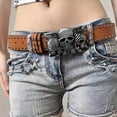 thumbnail image 6 of Yokua Skull Waist Belt Buckle Cool Punk Studded Belt Cowboy Grunge Wide Belt, 6 of 11