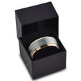 thumbnail image 4 of Tungsten Wedding Band Ring 8mm for Men Women Comfort Fit 18K Rose Gold Plated Plated Beveled Edge Brushed Polished Lifetime Guarantee, 4 of 5