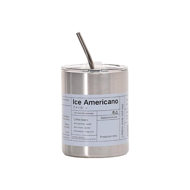Ounissouiy Taza de agua con pajita, botellas de café, hervidor de viaje para acampar, taza portátil de acero inoxidable, termo de cocina, recipiente para Juegos de servir café y té tipo 3 Ounissouiy HA073404-03