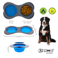thumbnail image 6 of Kewoow Double Silicone Bowl collapsable Dog & Cat, set of Bowls, with Skid Resistant base, Foldable Non-Spill Travel pet for water and food, puppies, Large - blue 33.81 fl oz/ 4 us cups, 6 of 13
