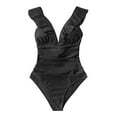 thumbnail image 1 of Cathalem Swimsuits for Women Plus Size Ruched Twist Front One Piece Swimsuit,Black M, 1 of 4