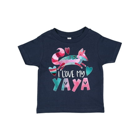 

Inktastic I Love My Yaya Pink and Blue Fox with Hearts Gift Toddler Boy or Toddler Girl T-Shirt