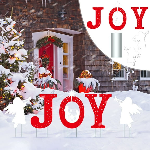 MORESEC XUld Home Outdoor Christmas Decorations Nativity Sets JOY Letters Angel Yard Signs Religious Scene Home Walkway Decor Weather Resistant House Warming Gifts Home