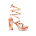 thumbnail image 3 of BLISSFUL STEP Women's Tie Dye High Heel Sandal Platform Block Heel Prom Sandals Orange 8.5, 3 of 8