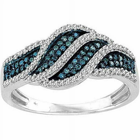3/8 Carat T.W. Blue and White Diamond Sterling Silver Swirl Ring
