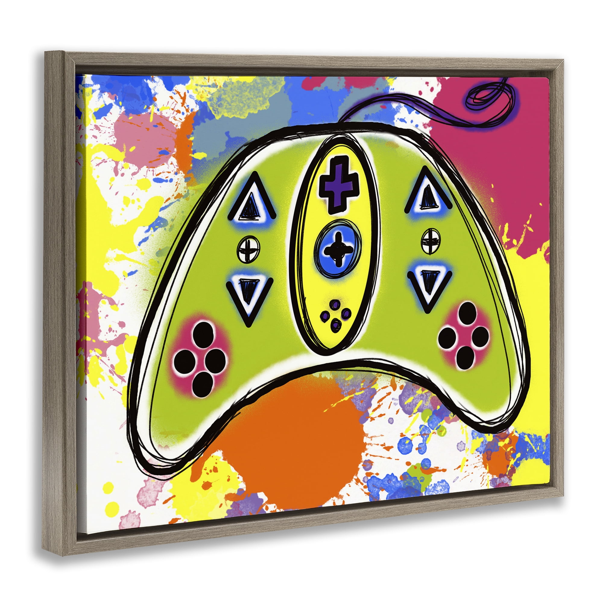 Stupell Industries Modern Pop Controller Novelty Painting Brown Floater Framed Art Print Wall Art, 31 x 25