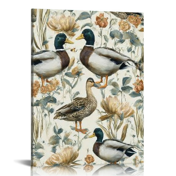 RKSupls Mallard Duck Canvas Wall Art, Canvas Prints Wall Art for Living Room Bedroom Bathroom Office, Art Print Painting for Home Decorations,16x20in