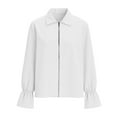 thumbnail image 5 of Babysbule Women's Satin Ruffle Collar Zip Front Blouse, Flounce Cuff Long Sleeve Casual Top for Office & Evening Wear, 5 of 8