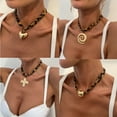 thumbnail image 5 of Adjustable Cotton Chokers Necklace Heart Pendant Stackable Chain Jewelry Alloy Conch Starfish Pendant Jewelry For Women, 5 of 20