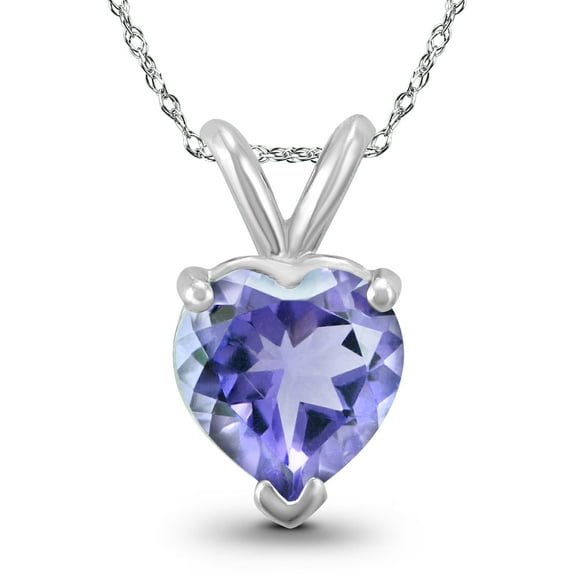 SZUL Women's 14K White Gold 4MM Heart Tanzanite Pendant