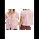 thumbnail image 3 of Blusa de Encaje con Lazo Frontal para Mujer, Transparente, de Corta, Cuello Redondo, Botones, Estilo Bohemio, con Volantes, Estilo Y2K Rosa L, 3 of 7