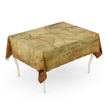 SIDONKU Old Vintage Map of The World 1833 Antique Europe Ancient Australia Aged Tablecloth Table Desk Cover Home Party Decor 60x104 inch