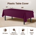 thumbnail image 2 of Exquisite Plum Tablecloths for Rectangle Tables 48 Pack Plastic Table Cloth Disposable 54"" X 108"" Plum Table Cloths Rectangle Tablecloth Plastic Tablecloths Rectangular for Party Supplies, 2 of 5