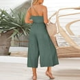 thumbnail image 3 of Aayomet Women Summer Straps One Shoulder Dressy Casual Wide Leg High Waist Jumpsuit Romper With Pockets,Mint Green XL, 3 of 5