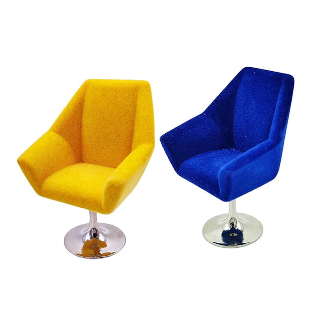 Set of 2 1:12 Dollhouse Mini High Back Flocking Seats Chairs Living Room Modern Pretend Play Hugo sillas de casa de muñecas