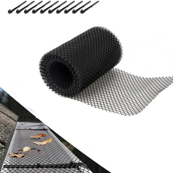 Triani Gutter Guard Mesh,Micro-mesh Gutter Guards,Plastic DIY Gutter Cover System,Gutter Leaf,Twig,Branch Filter with Clips for Easy DIY Installation,7 in x 26 ft,Black