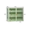 thumbnail image 4 of 27.56" Wall Cabinet with 2 Glass Doors, Metal Hanging Cabinet with Detachable Shelves, Retro Storage Cabinet Bathroom Cabinet for Dining, Living Room, Bathroom, Mint Green, 4 of 9