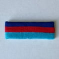 thumbnail image 5 of Couver Triple Color Striped Cotton Terry Sports Headband Sweatband Blue Red Sky Blue, 5 of 8