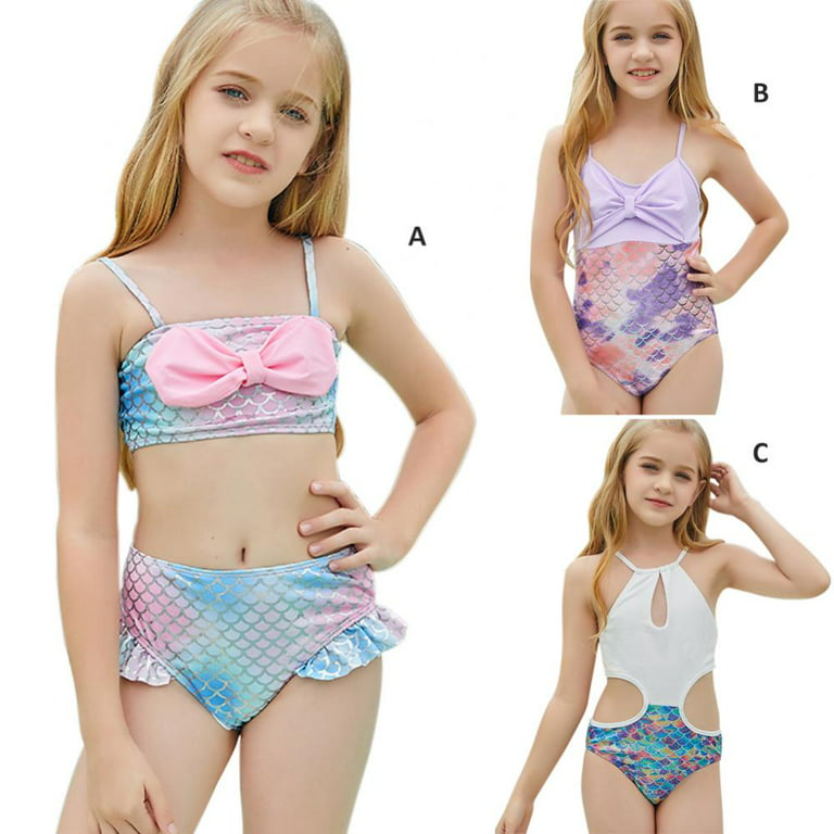 Bullpiano 7-12T Girl's Bikini Set Kids Bathing Suits Swimsuits Beachwear  Swimwear Beach Sport Swimsuit 