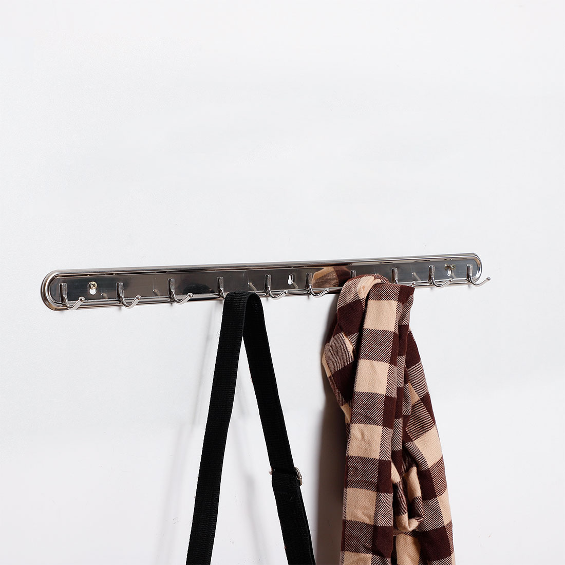 Unique Bargains Stainless Steel Towel Hat Coat 10 Hooks Wall Mount Rack Hanger