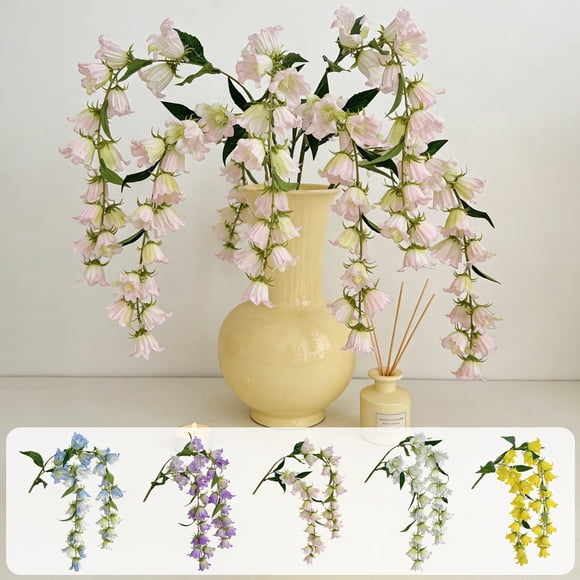 Fabric Artificial Flowers Pink Artificial Lily of the Valley Hanging Flowers Cloth Floral Garland for Wedding Ceiling and Home Decor(1Pc) by JASKFLY